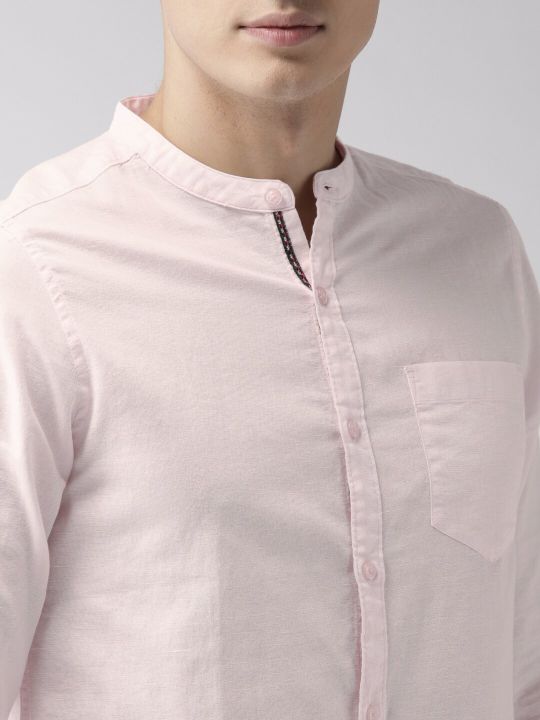 HIGHLANDER Men Pink Slim Fit Solid Casual Shirt