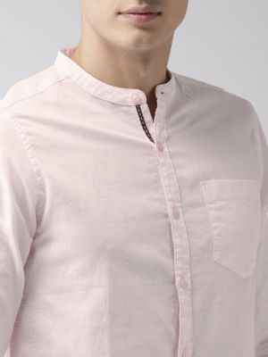 HIGHLANDER Men Pink Slim Fit Solid Casual Shirt