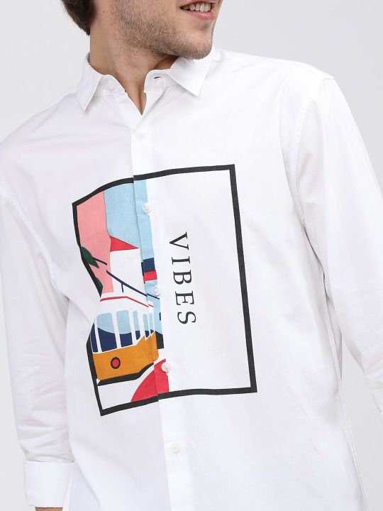 HIGHLANDER Men White Slim Fit Casual Shirt