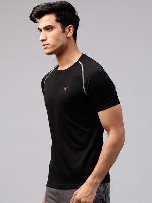 HRX by Hrithik Roshan Men Black Slim Advanced Rapid Dry Raglan T-shirt