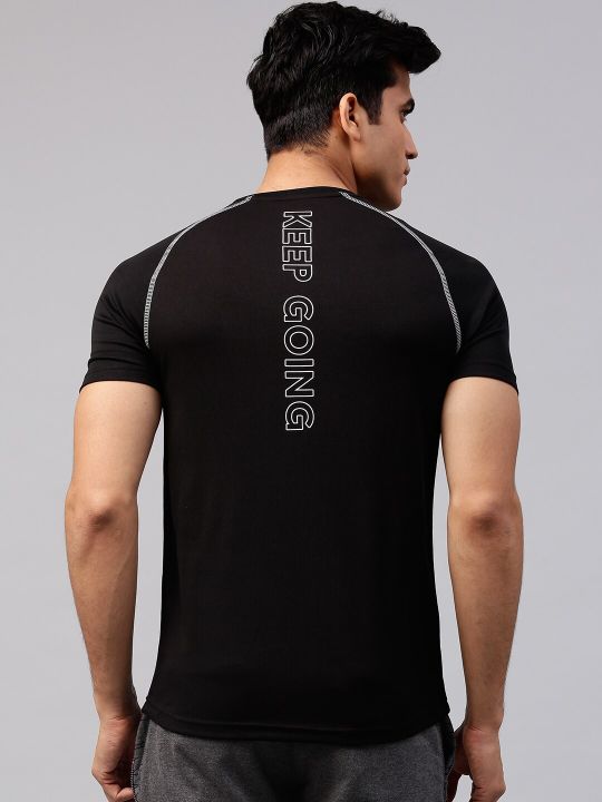 HRX by Hrithik Roshan Men Black Slim Advanced Rapid Dry Raglan T-shirt