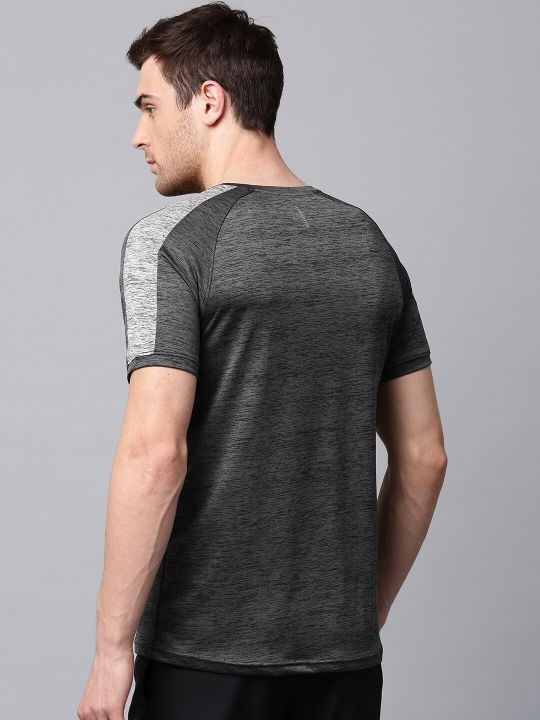 HRX by Hrithik Roshan Men Charcoal Grey Slim Advanced Rapid Dry Raglan T-shirt