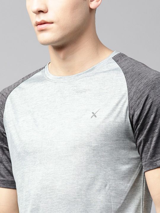 HRX by Hrithik Roshan Men Grey Melange Solid Round Neck T-shirt