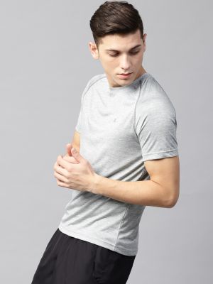 HRX by Hrithik Roshan Men Grey with Grindle Effect RAPID-DRY T-shirt