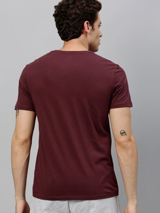 HRX by Hrithik Roshan Men Maroon Printed Bio-Wash Round Neck Running Tshirt