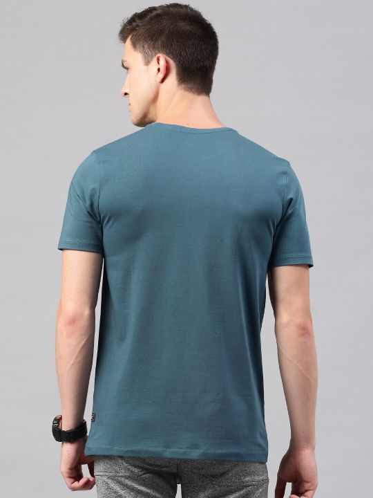 HRX by Hrithik Roshan Men Teal Blue Printed Active T-shirt