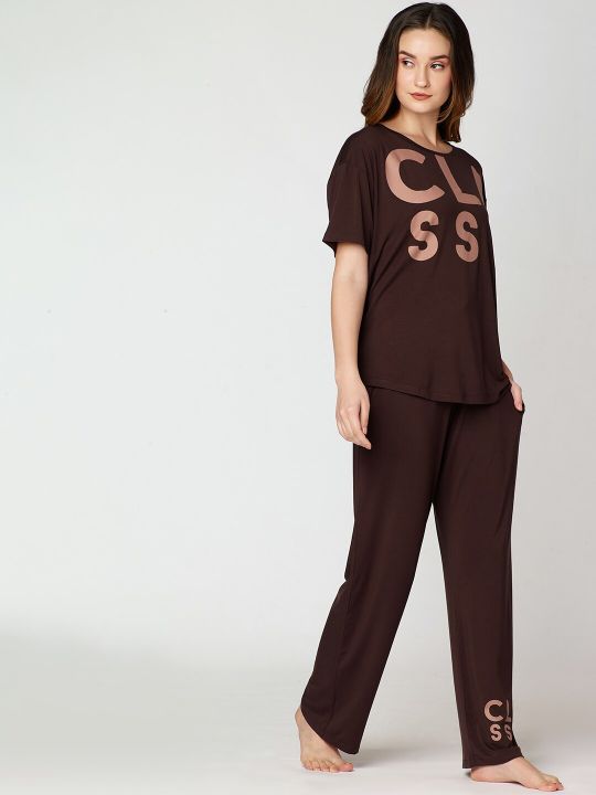 I like me Typography Printed Night suit