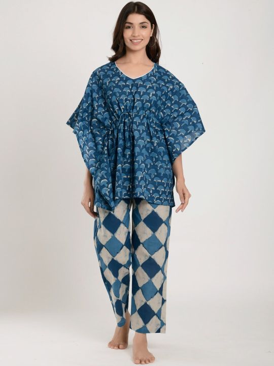 Ikk Kudi by Seerat Geometric Printed Pure Cotton Night Suit