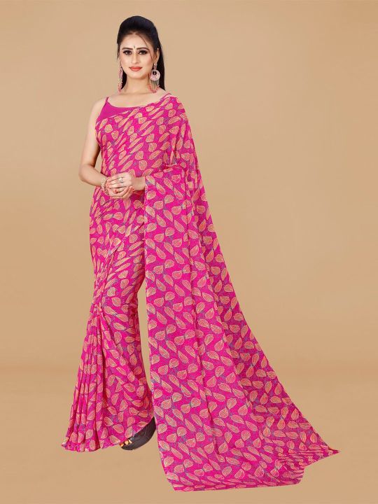 KALINI Floral Printed Pure Georgette Saree