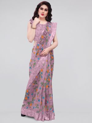 KALINI Purple & Orange Floral Bagh Saree