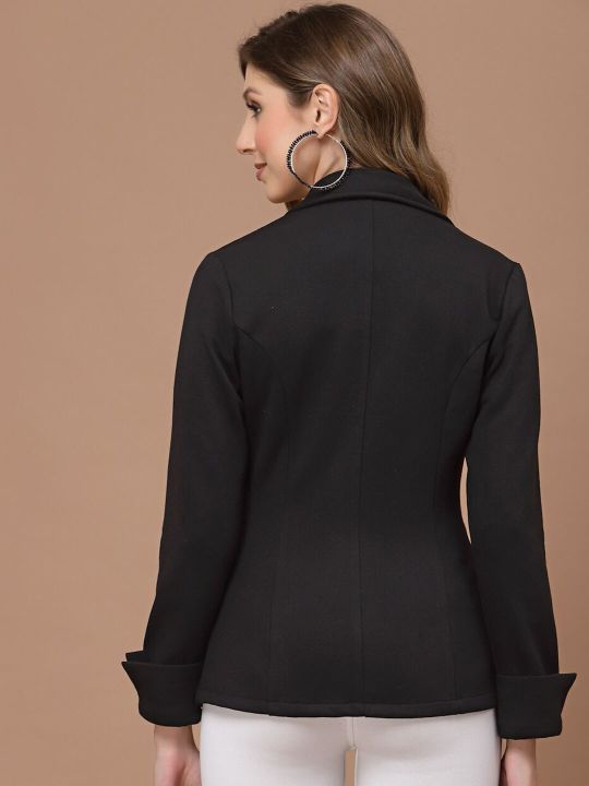 KASSUALLY Women Notched Lapel Collar Single-Breasted Blazer