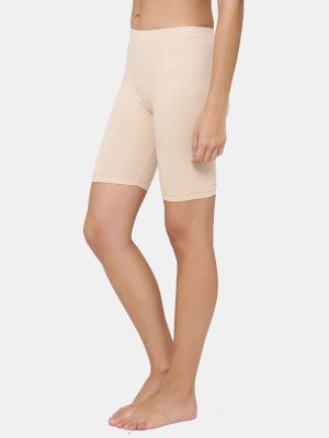 Leading Lady Women Nude & Black Solid High-Rise Lounge Shorts