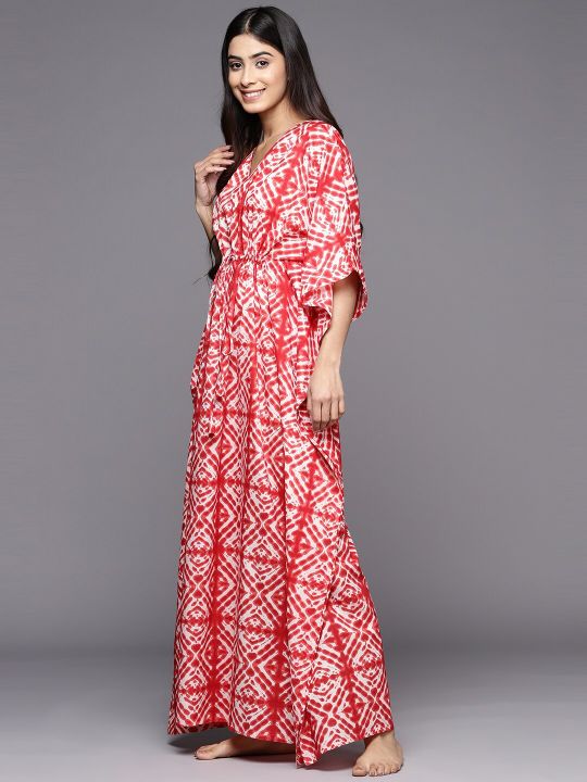 Libas Printed Cotton Kaftan Maxi Night Dress