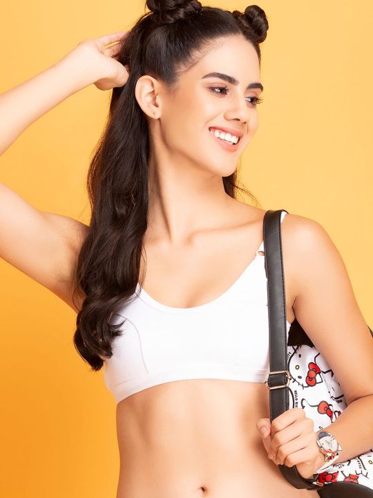 Low Impact Non-Padded Sports Bra in White - Cotton