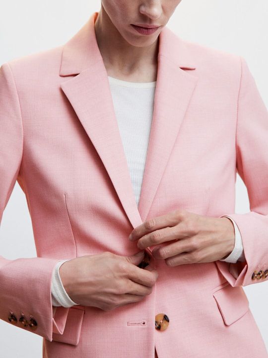MANGO Shoulder Padded Single-Breasted Sustainable Blazer