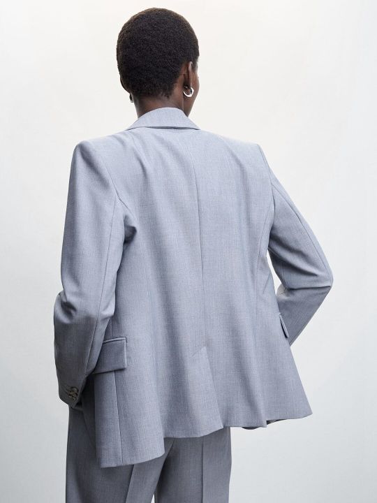 MANGO Shoulder Padded Single-Breasted Sustainable Blazer