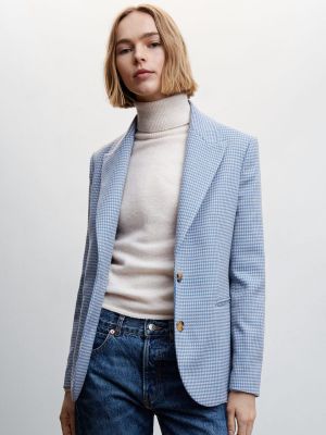 MANGO Single-Breasted Houndstooth Sustainable Blazer