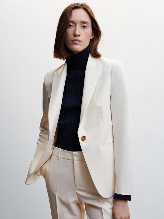 MANGO Single-Breasted Sustainable Formal Blazer