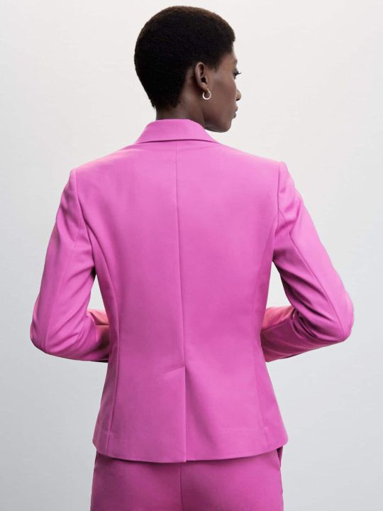 MANGO Sustainable Notched Lapel Collar Regular Fit Single Breasted Blazer