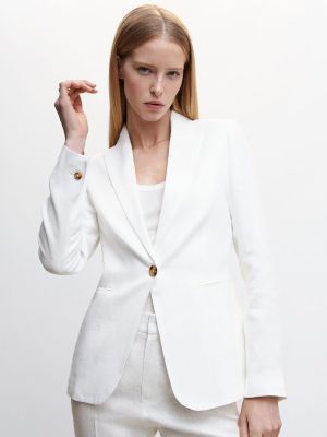 MANGO Sustainable Shawl Collars Linen Casual Single-Breasted Blazer