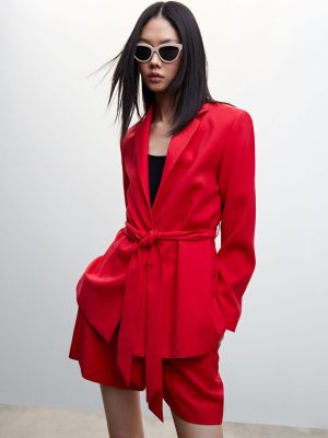 MANGO Valentine Collection Sustainable Open Front Blazer With Belt
