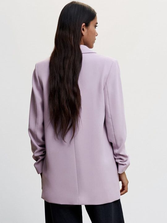 MANGO Women Notched Lapel Collar Sustainable Single Breasted Blazer