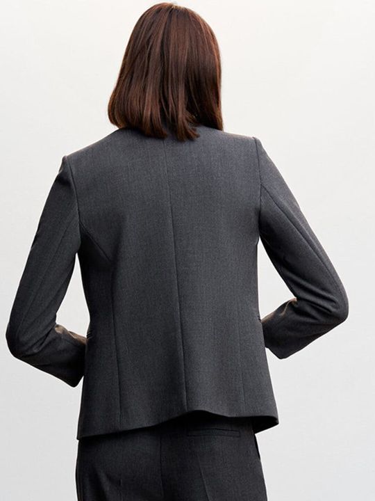 MANGO Women Solid Front-Open Sustainable Smart Casual Blazer