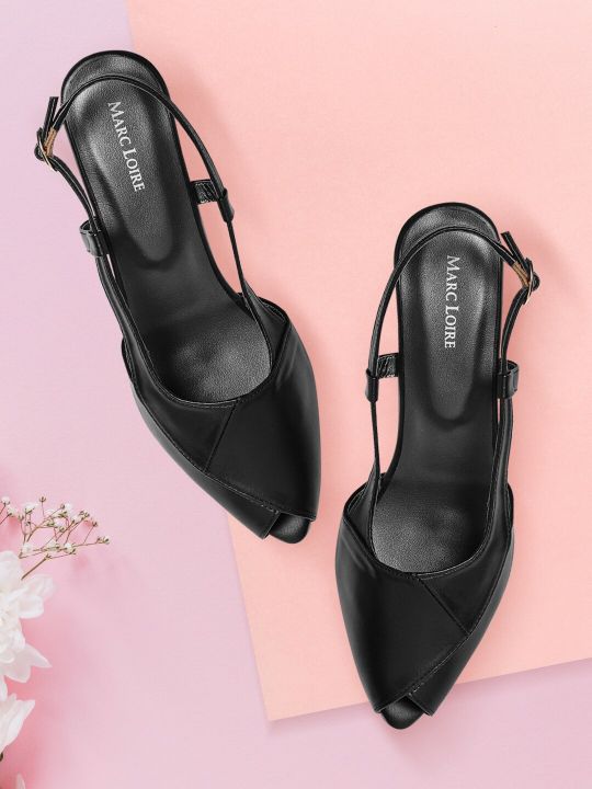 Marc Loire Women Black Solid Peep Toes