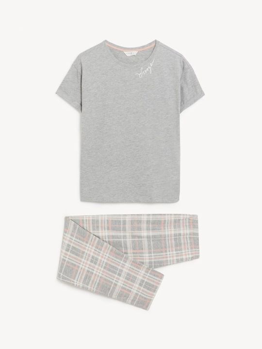 Marks & Spencer Women Checked Night Suit