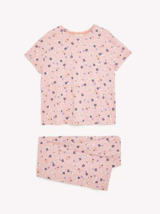 Marks & Spencer Women Floral Printed Pure Cotton Night Suit