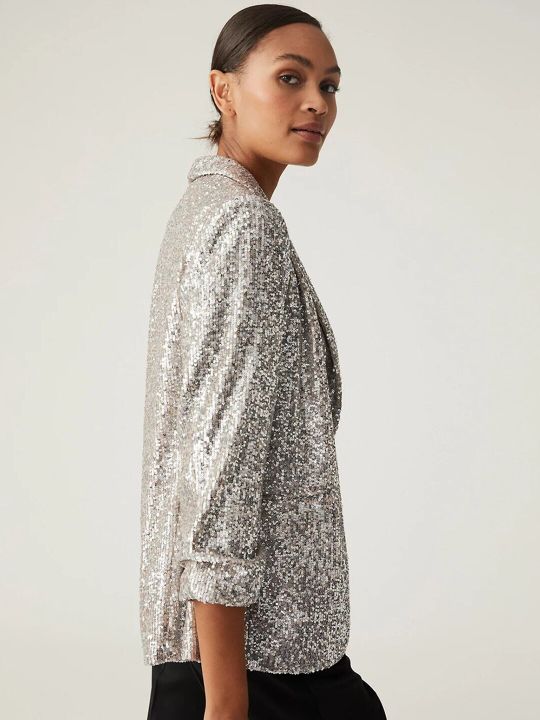 Marks & Spencer Women Sequinned Blazer
