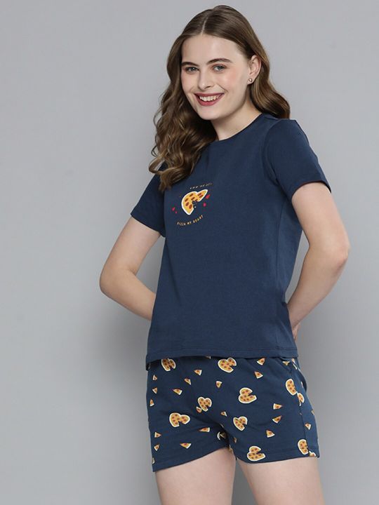 Mast & Harbour Women Pure Cotton Printed Night suit