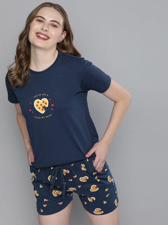 Mast & Harbour Women Pure Cotton Printed Night suit