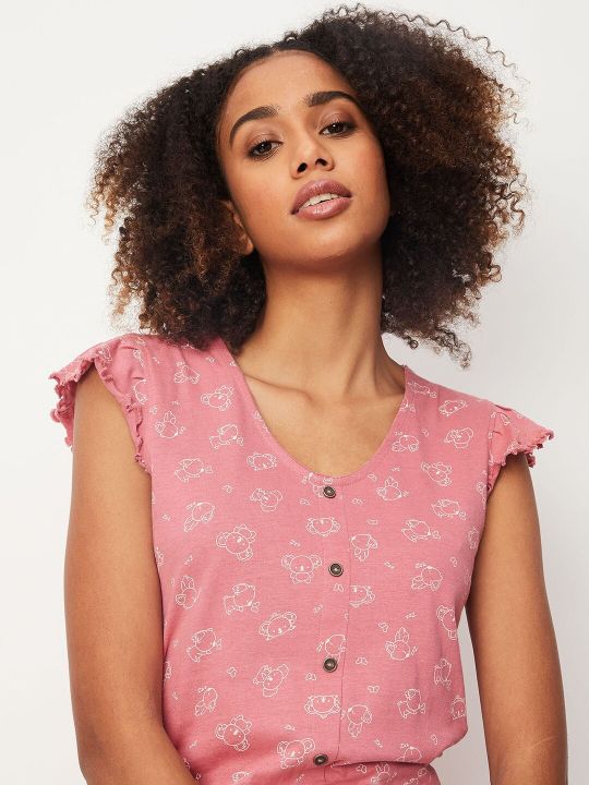 max Conversational Printed Pure Cotton Night Suit