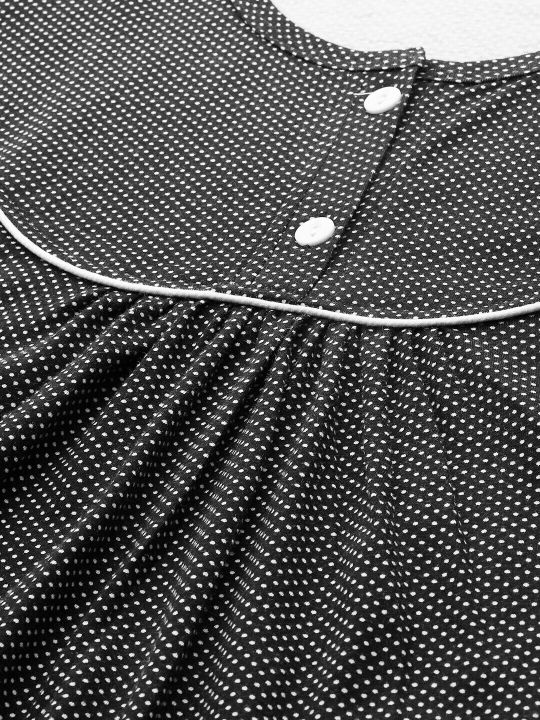 MBeautiful Polka Dots Printed Pure Cotton Nightdress