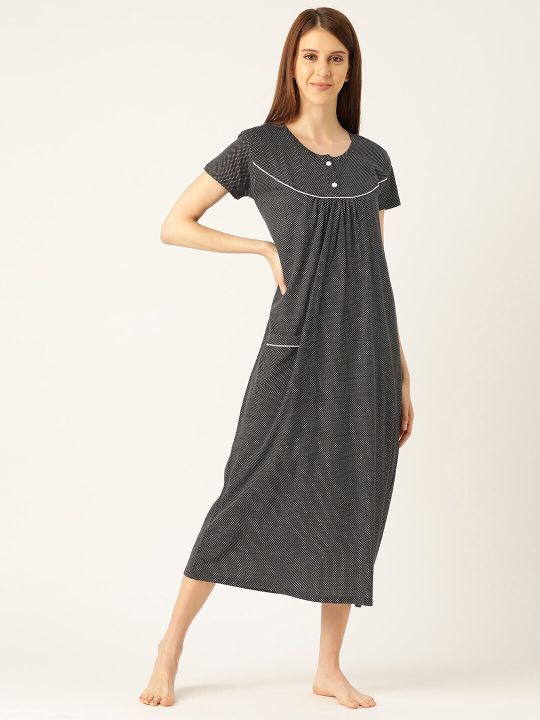MBeautiful Polka Dots Printed Pure Cotton Nightdress