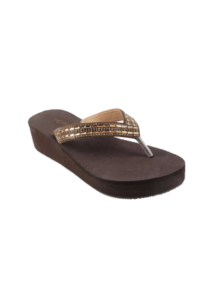 Metro Women Gold-Toned Embellished Wedges
