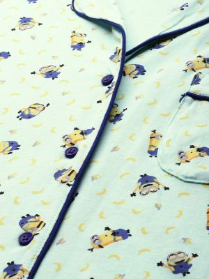 Minions by Dressberry Women Blue & Yellow Printed Night suit