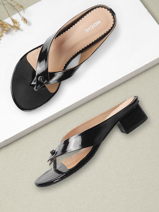 Mochi Women Black Block Solid Block Heels