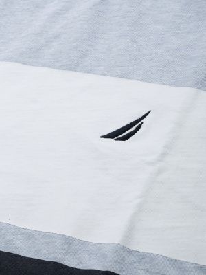 Nautica Men Blue White Colourblocked Pure Cotton T-shirt