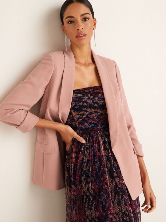 NEXT Women Textured Relaxed Fit Front-Open Blazer