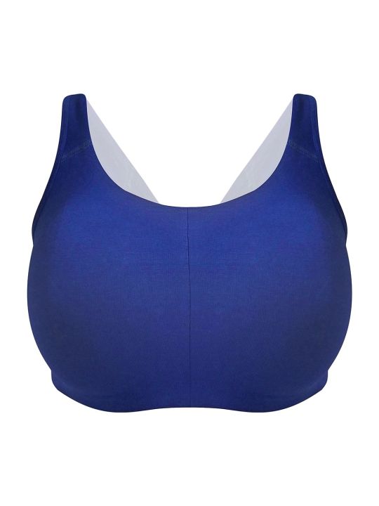 Non-Padded Non-Wired Full Cup Beginners T-shirt Bra in Navy - Cotton