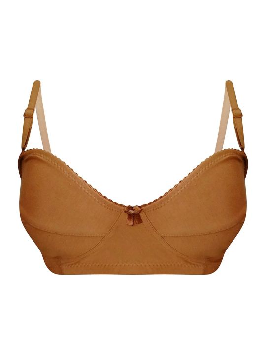 Non-Padded Non-Wired Full Cup Multiway Strapless Balconette Bra in Brown - Cotton