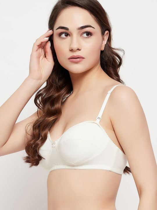 Non-Padded Non-Wired Full Cup Multiway Strapless Balconette Bra in White - Cotton