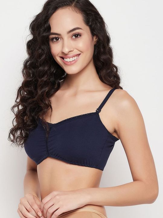 Non-Padded Non-Wired Multiway Beginners T-shirt Bra in Dark Blue - Cotton