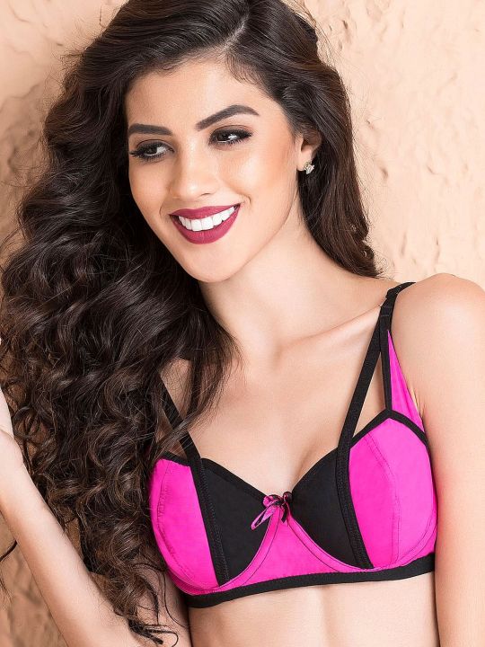 Non-Padded Underwired Balconette Bra In Pink