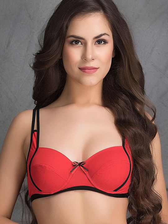 Non-Padded Underwired Balconette Bra In Red