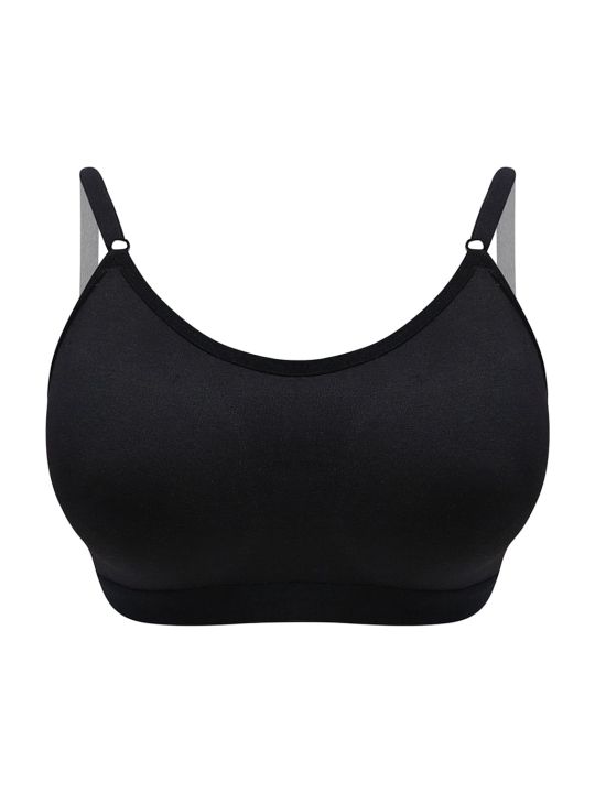 Non-Wired Lightly Padded Spacer Cup Beginner's Bra in Black - Cotton