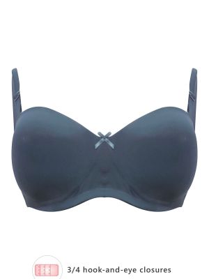 Padded Non-Wired Full Cup Balconette Bra in Black- Cotton Rich