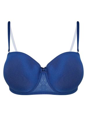 Padded Underwired Demi Cup Multiway Strapless Balconette T-shirt Bra in Royal Blue